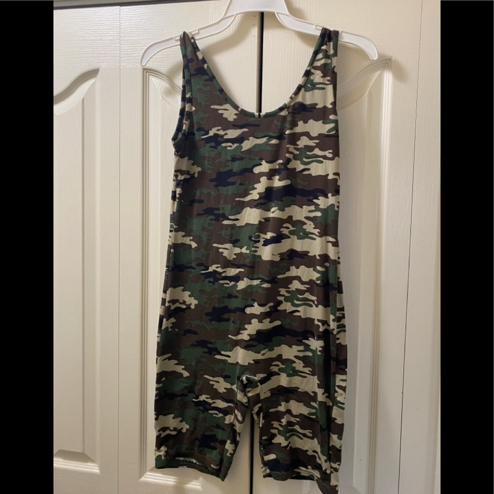 Womens one piece camouflage shorts romper